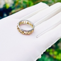 Prix de gros AB 2026 Nouveau style Bague ours ajourée large tressée pour femme en acier inoxydable