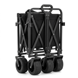 Heavy Duty <b>Foldable</b> Camping Wagon with Rear Opening for Long Items 200kg Capacity Collapsible Outdoor Utility <b>Cart</b> with Off-road - Product Image 5