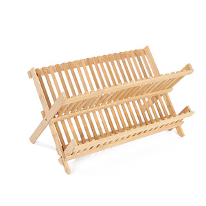 Égouttoir à vaisselle pliable en bois massif pour comptoir de cuisine, forme carrée - Product Image 5