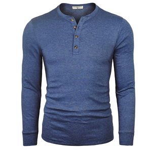 T-shirts décontractés basiques pour hommes, Henley thermique à boutons, manches longues, personnalisables ODM OEM pour hommes et garçons, sport et plein air - Product Image 3