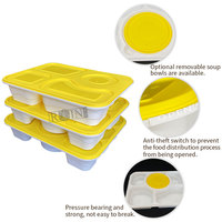 Boîte à lunch jetable multi-compartiments en PP blanc pour micro-ondes avec couvercle rond pour plats à emporter
