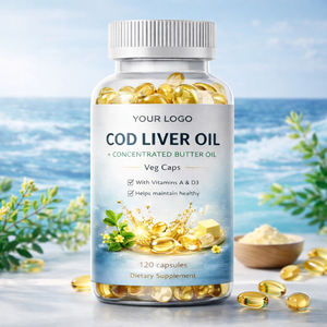 Cápsulas Vegetais de Óleo de Fígado de Bacalhau Fermentado e Óleo de Manteiga Concentrado, Vitaminas Naturais D, Ómega <span class=keywords><strong>3</strong></span>/6/9, Suporte para a Saúde Cerebral, Não Branqueado - Product Image 2