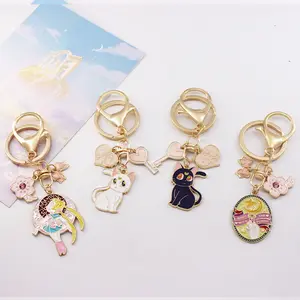 Promotional gift items various specifications anime metal souvenir color enamel keychains in stock