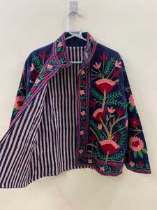 เสื้อแจ็คเก็ตกำมะหยี่ปักลายสัตว์สไตล์โบฮีเมียนสำหรับผู้หญิง เสื้อโค้ทฤดูหนาวแบบสั้น ผ้าฝ้าย ติดกระดุม ระบายอากาศได้ดี สไตล์บูติก ลายชนเผ่า - Product Image 2
