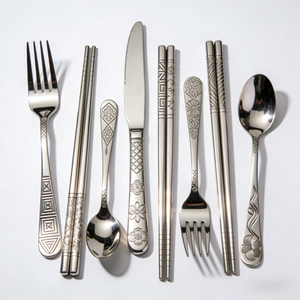 Ensemble de couverts 4 pièces en acier inoxydable avec manche épais, usinage CNC personnalisé pour la restauration, Guangdong - Product Image 1