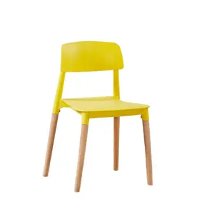 Modern Style Plastic Chair Wooden Legs Colored School Furniture Living Room Dining Chair