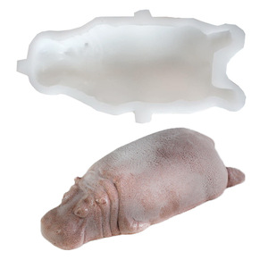 Sleeping Hippo Cake Mold White Silicone DIY Baking Mold For Chocolate Dessert Mousse Animal Shape 1 Piece - Product Image 1