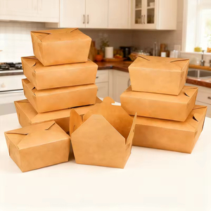 Boîte repas jetable personnalisable en papier kraft à quatre côtés pour poulet frit, emballage à emporter, snacks, cuisses de poulet, ailes de poulet - Product Image 3