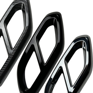 Mercedes-Benz GLC-Class X254 Exhaust Tip Piano Black Carbon Fiber Texture Electroplated Silver ABS Adhesive Fitment - Product Image 1