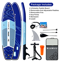 Vente flash : SUP gonflable Drop Stitch 11' x 33" avec pompe, planche à pagaie bleu marine, kit complet, polyvalent, yoga