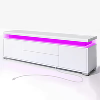 Meubles de salon 25MM plateau supérieur haute brillance UV lumière LED boîte de tiroir TV Table Style moderne