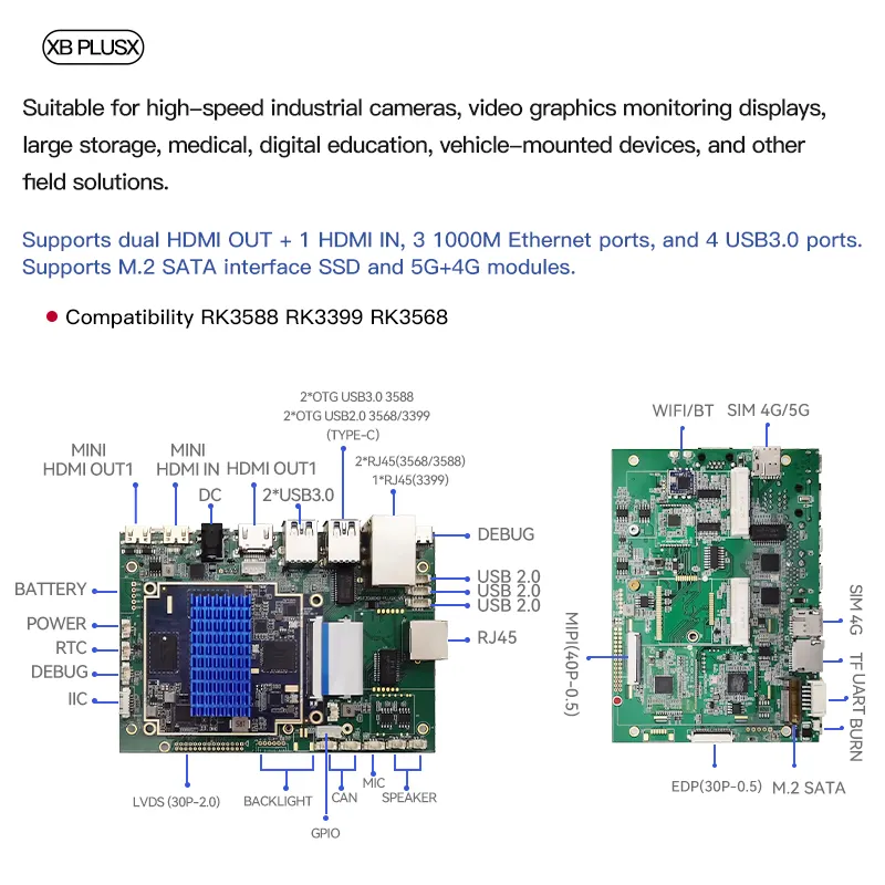 Motherboard Linux Rockchip RK3568 Quad Core AI IOT ARM papan tertanam industri sistem Android dan Linux