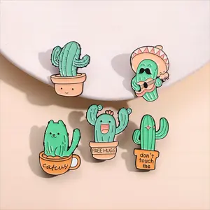 New Creative Cartoon Lapel Badges Cactus Musical Sunglasses Violin Combination Cute Bag Accessories Alloy Lapel Pins