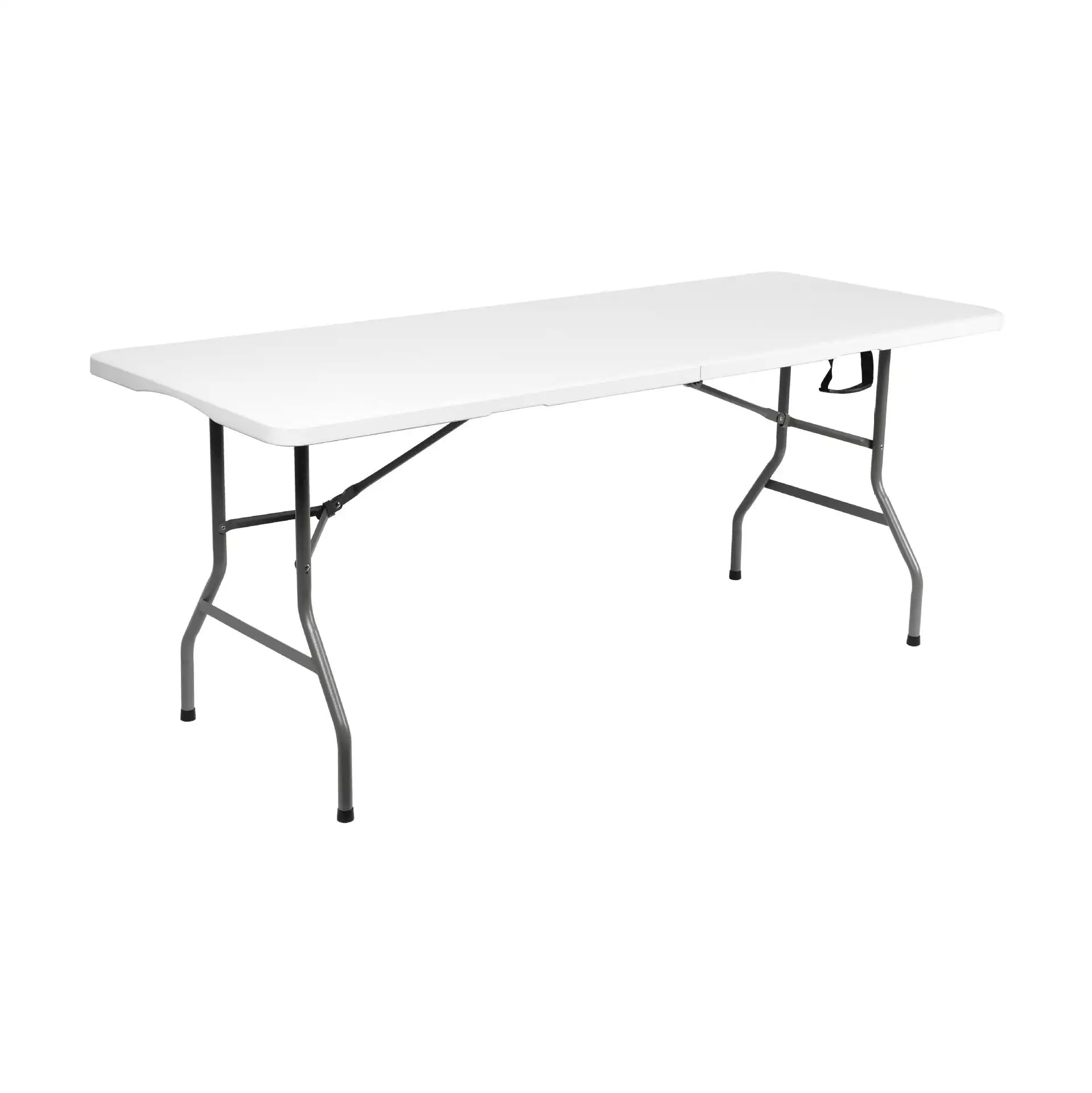 Taşınabilir dış mekan mobilyası 6ft beyaz dikdörtgen HDPE katlanabilir ziyafet ikram kamp piknik katlanır masa