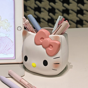 Portaplumas Hello Kitty, almacenamiento redondo de plástico para escritorio, para uso en oficina y estudiantes, tamaño grande y pequeño - Product Image 1