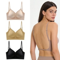 Meilleure vente transfrontalière : Soutien-gorge invisible pour femme en nylon, sans armatures, sans bretelles, sans coutures, fin, à dos en U, pour dos élégant, à porter en bandoulière