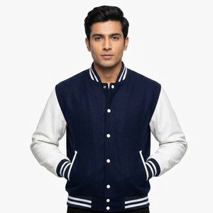 เสื้อแจ็คเก็ตเบสบอลแบบ Letterman สำหรับผู้ชาย พรีเมียม คุณภาพสูง ระบายอากาศได้ดี กันลม ผ้าขนสัตว์หนา คอตั้ง - Product Image 1