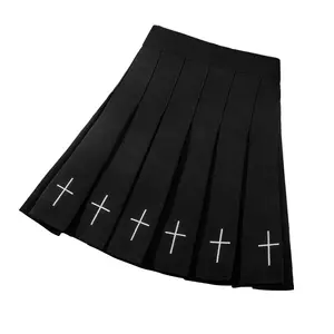 Factory Direct Best Selling Embroidery Breathable High Waisted Mini Skirts Black Pleated Skirt For Women