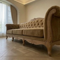 Canapé trois places en bois massif américain, ensemble de salon, tissu avec fermeture éclair, mobilier de villa haut de gamme de style campagne française rétro