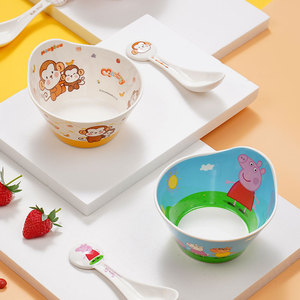 Baby Children's Bowls And Spoons Heart Shape Cartoon Design For 1-2 Years Old Anti Scalding Supplementary Food Bowl Set - Product Image 2