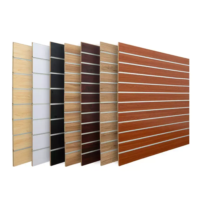 Gegroefde Sleuven Mdf Aluminium Panelen Slat Muur Decoratieve Slatwall Voor Store Display