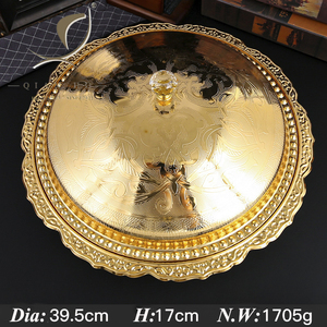 2025 Top vente QIAN HU luxe or fer écologique créatif hôtel mariage nourriture fruits Snack plats de service assiettes avec couvercle - Product Image 4
