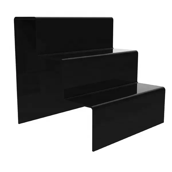 POS Black Acryl Display Stand, Schwarz Acryl Step Display Rack, 3 Ebenen Schwarz Acryl Rack