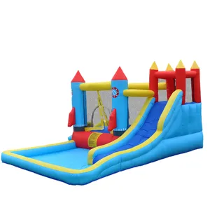 Rocket outdoor game bouncing castle with protective net trampoline children's inflatable water slide jumping house