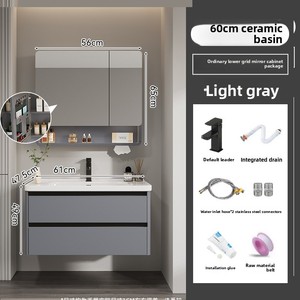 Conjunto de mueble de <span class=keywords><strong>baño</strong></span> con lavabo de cerámica integrado, mueble con espejo y lavabo a <span class=keywords><strong>precio</strong></span> competitivo, mueble de almacenamiento delgado para <span class=keywords><strong>baño</strong></span> - Product Image 6
