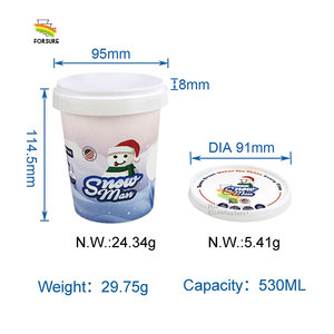 Bac à crème glacée de 530ml d'usine OEM tasse à yaourt PP de qualité alimentaire conteneur d'emballage alimentaire seau en plastique avec couvercle et couvercle inviolable - Product Image 2