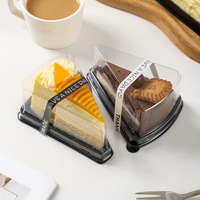 Boîtes à gâteaux triangulaires en plastique noir en gros, contenants transparents pour mousse de boulangerie à emporter, qualité alimentaire pour desserts et sushis
