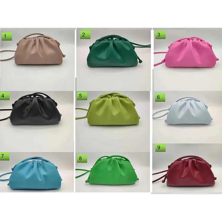 24 Colors lady high quality pu leather hasp closure cloudy pouch for women fashion silver crossbody pouch handbag