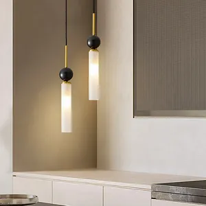 Design moderno decorazione interna sala da pranzo soggiorno cucina isola stile industriale in ferro alabastro luce pendente