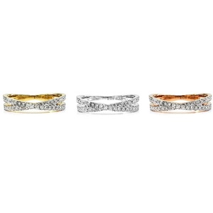 Short Lead Time Reliable High End 18k Rose Gold Platinum Real Diamond Twist Engagement Ring Half Way Band Trendy Party Wedding - Product Image 4