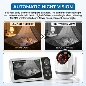 Monitor de Bebé con Pantalla IPS de 5 Pulgadas KT517L, Cámara de 720P, Batería de 5000 mAh, Visión Nocturna Automática VOX, Audio Bidireccional, Panorámica, Inclinación, Zoom, Canciones de Cuna - Product Image 6