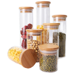 Luxury Empty Candle Jars Glass For Wedding Candle Holder With Bamboo Lid for Home Decoration