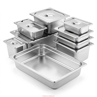 Bac alimentaire GN 1/1 en acier inoxydable pour cuisine commerciale, restauration et buffet, avec couvercles