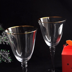 One set made up handmade Gold Cup lead CRYSTAL transparent luxury weddings order with edges CRYSTAL wine glass red - Product Image 6