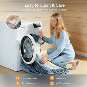 Couverture chauffante électrique en flanelle douce et sherpa, 10 réglages de chaleur, arrêt automatique 1 à 10 heures, 120*160cm, commande mécanique, <span class=keywords><strong>chauffage</strong></span> rapide - Product Image 4