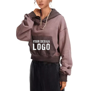 Nouveau design, sweat-shirt pour femme, couleur dégradée d'automne, sport, gym, style décontracté, épaules tombantes, surdimensionné, court, sweat-shirt pour femme - Product Image 1