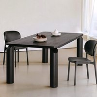 Table de salle à manger rectangulaire en bois moderne, table design en chêne noir pour la cuisine, le restaurant et la salle à manger