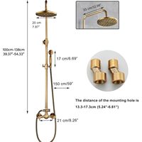 Système de douche en laiton massif laiton antique 8 pouces pluie pulvérisation à main poignées croisées robinets de bain douche muraux