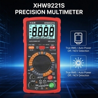 Multimètre numérique True RMS Xhw9221S, précision 0,5%+3, écran LCD 4 chiffres, 4000 points de mesure, sélection automatique de la gamme, testeur AC/DC Volt/Amp/Ohm, noir