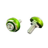 Baut Sekrup Pengikat Plat Nomor Motor Aluminium Multi-warna 6mm, Washer Plat Dekoratif, Baut Kepala Heksagonal