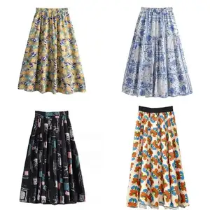 User defined bohemian women summer casual elegant plain A-line tiered maxi skirt