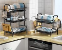 Égouttoir à vaisselle en acier à 2 niveaux, support de rangement pour assiettes de cuisine