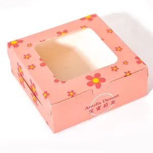 Pembe ekmek kağıt kutuları ile pencere pasta ve çörek sevimli kek kutusu