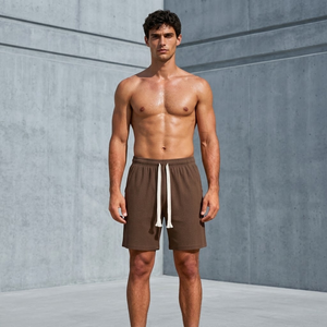 Shorts décontractés pour hommes, longueur genou, coupe ample et confortable, tissu gaufré respirant avec poches, pour usage quotidien, plage, extérieur, détente - Product Image 1