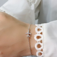 Bracelet Avion Femme Été Véritable Argent Sterling 925 Coréen Simple Personnalité Luxe Léger Zircon Bijoux Avion