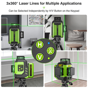 <span class=keywords><strong>Huepar</strong></span>-láser de larga duración de trabajo <span class=keywords><strong>3D</strong></span> LS03CG, nivelado automático, niveles láser con funda de transporte dura - Product Image 4